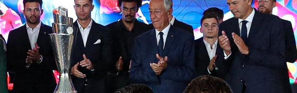 眼眶泛红！C罗出席若塔追掉仪式，拥抱若塔父亲+展示欧国联奖杯